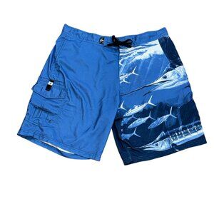 Guy Harvey‎ by AFTCO Bluewater Boardshorts Swimsuit 36 Summer Beach Pool Fish